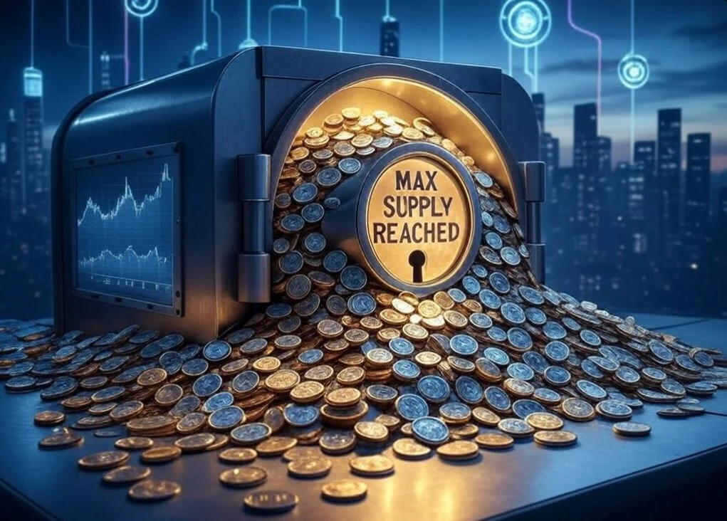 Max supply is the total number of coins a cryptocurrency’s code allows.